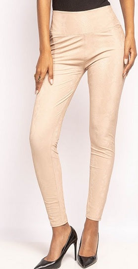 Leggings med snake print i beige