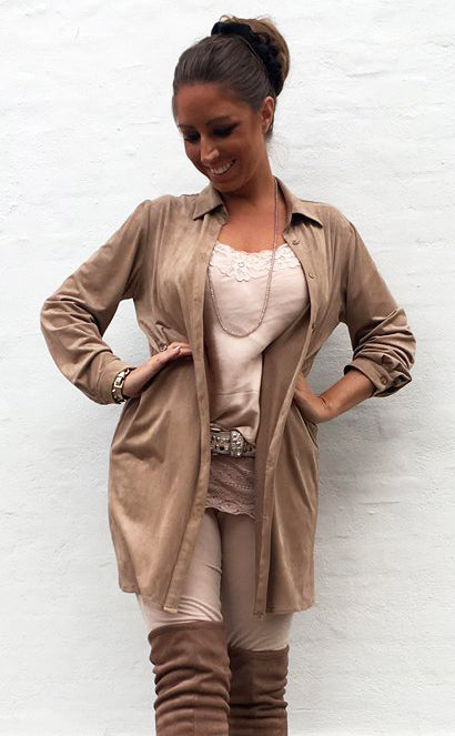 Suede skjorte - taupe