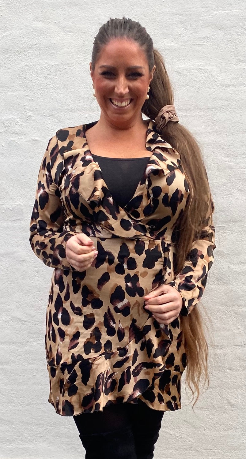 Wrap leopard kjole