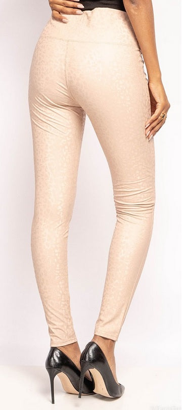 Leggings med leopart print i beige