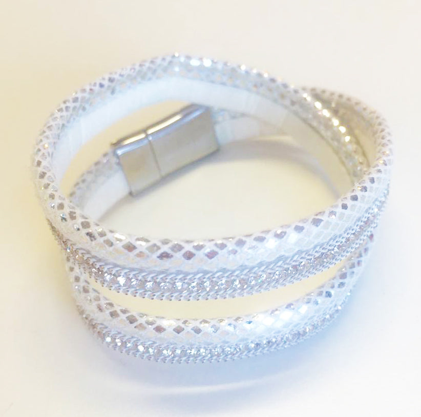 Armbånd med glitter - hvid