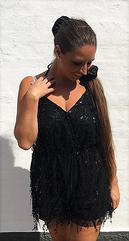 Playsuit med palietter - sort