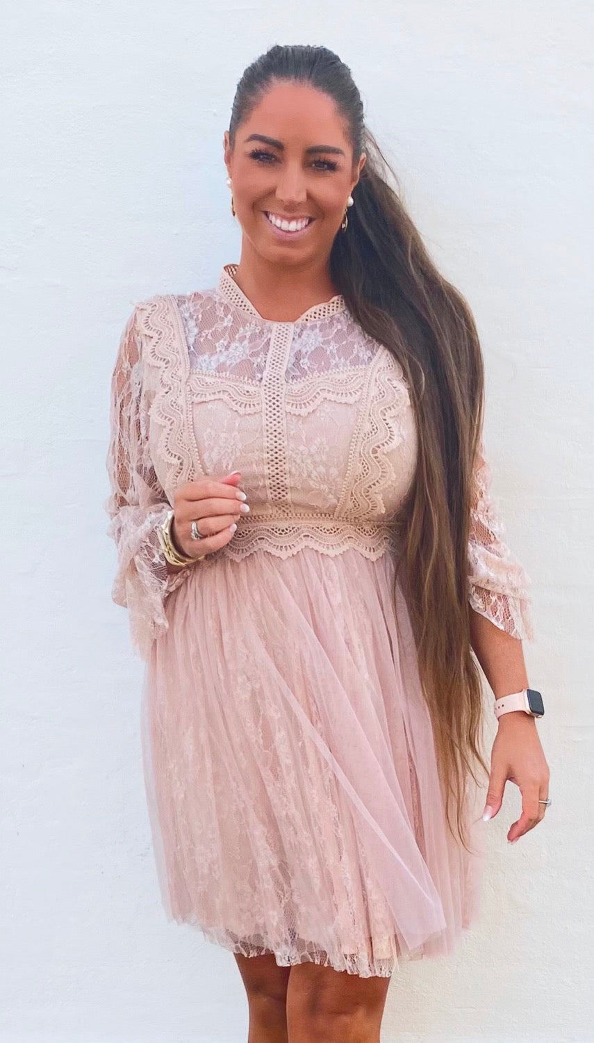 Tulle blonde dress - nude