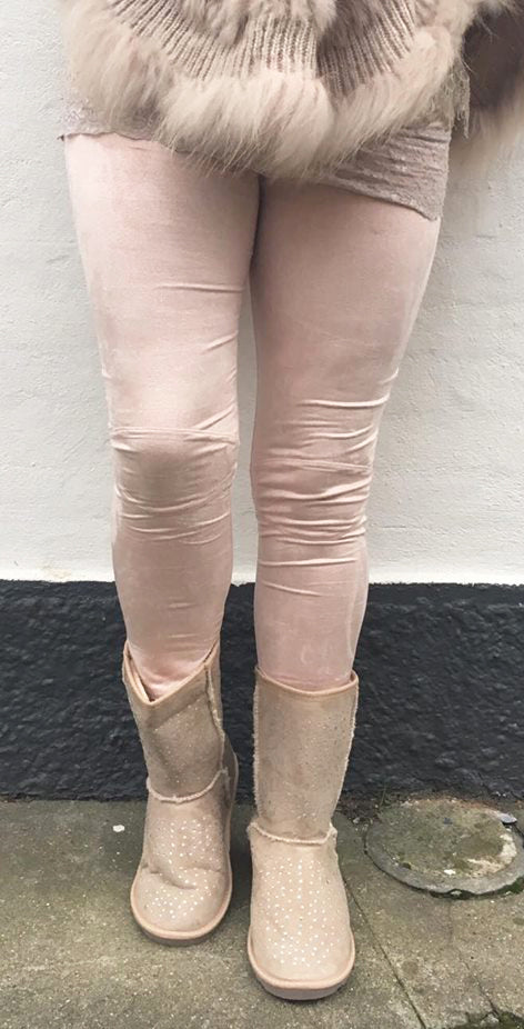 Rosa leggings i ruskindslook