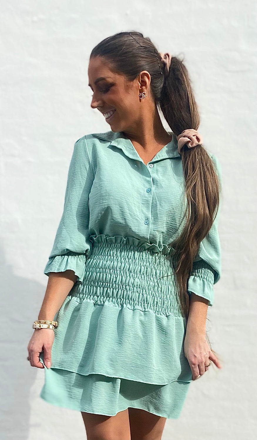 Lulu layer nederdel - aqua grøn