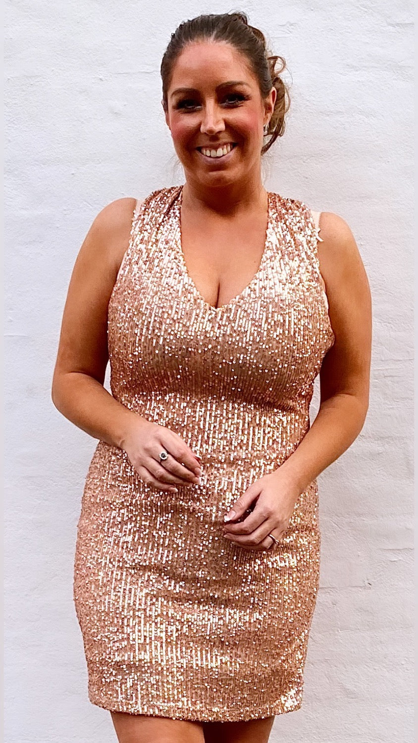 Divaz paliet kjole i rosegold