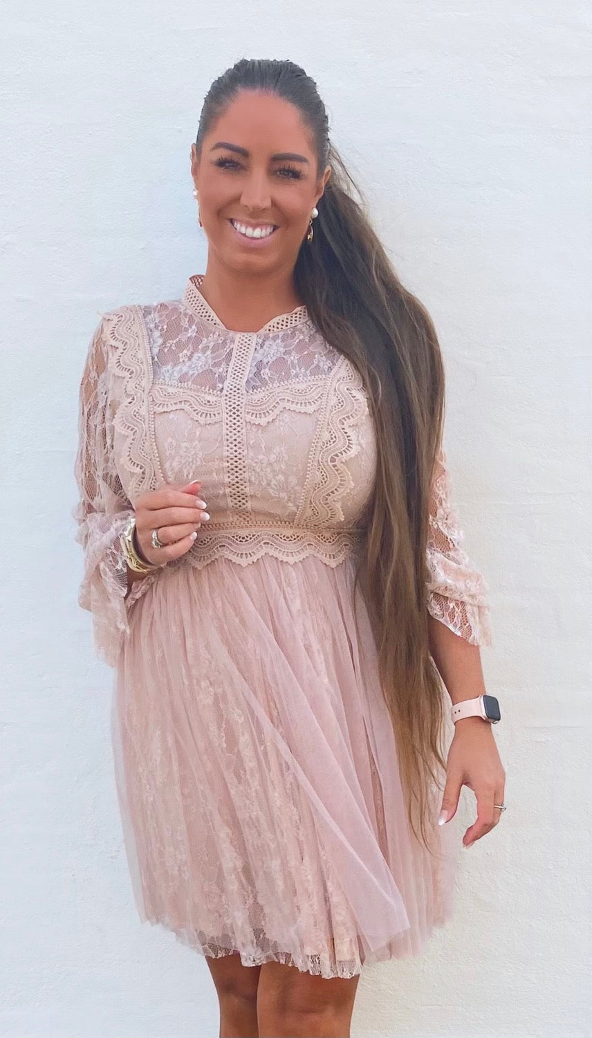 Tulle blonde dress - nude