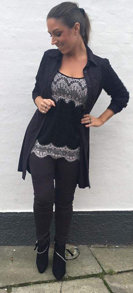 Oversize skjorte i ruskindslook - sort