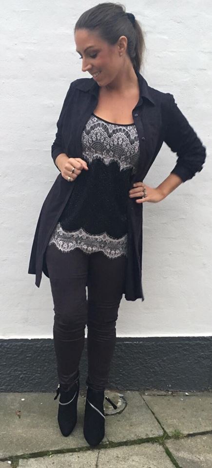 Oversize skjorte i ruskinslook - sort