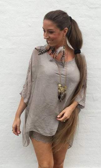 Tunika i silke - taupe