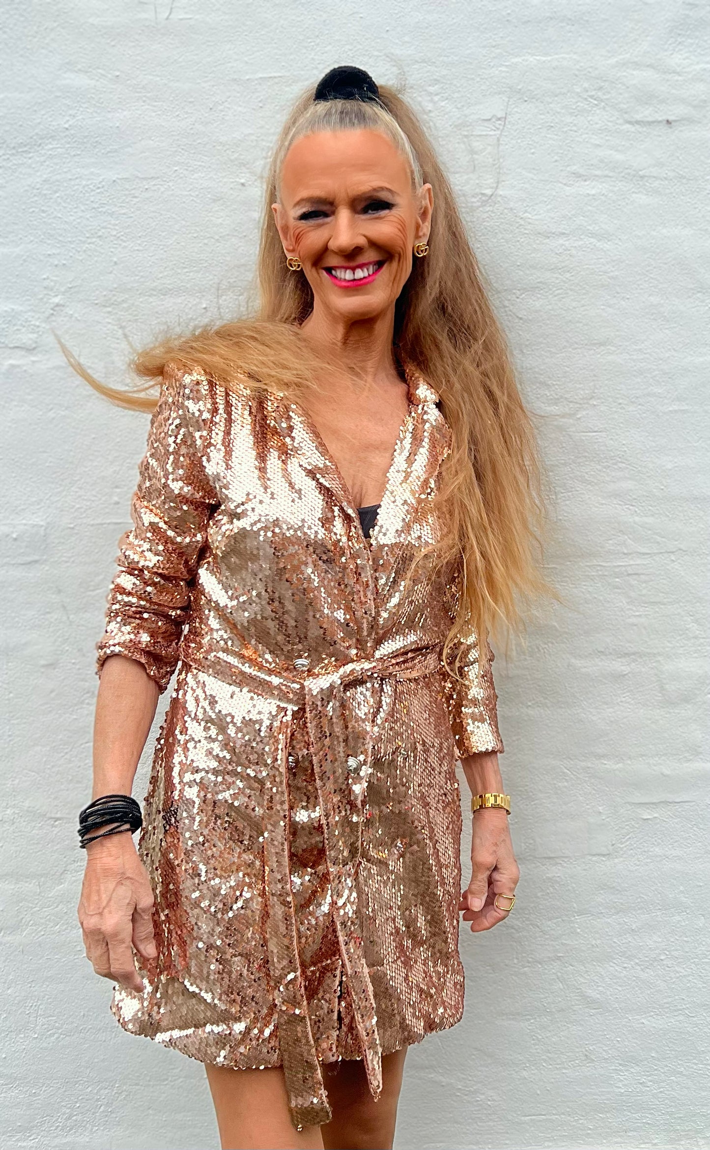 Blazer kjolle i palietter - rosegold