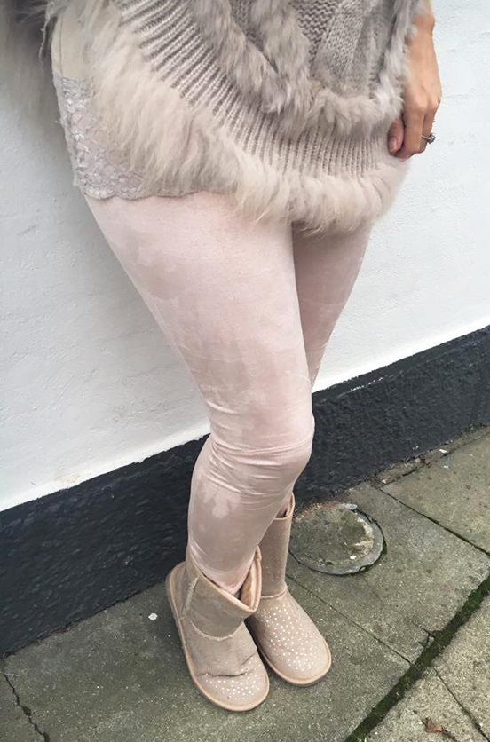 Rosa leggings i ruskindslook