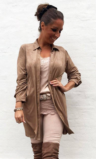 Suede skjorte - taupe