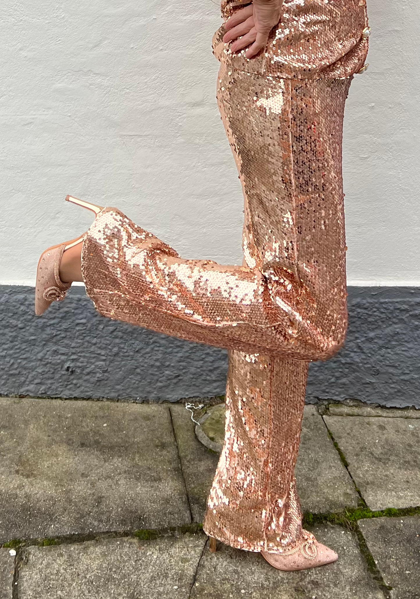 Paliet bukser i rosegold