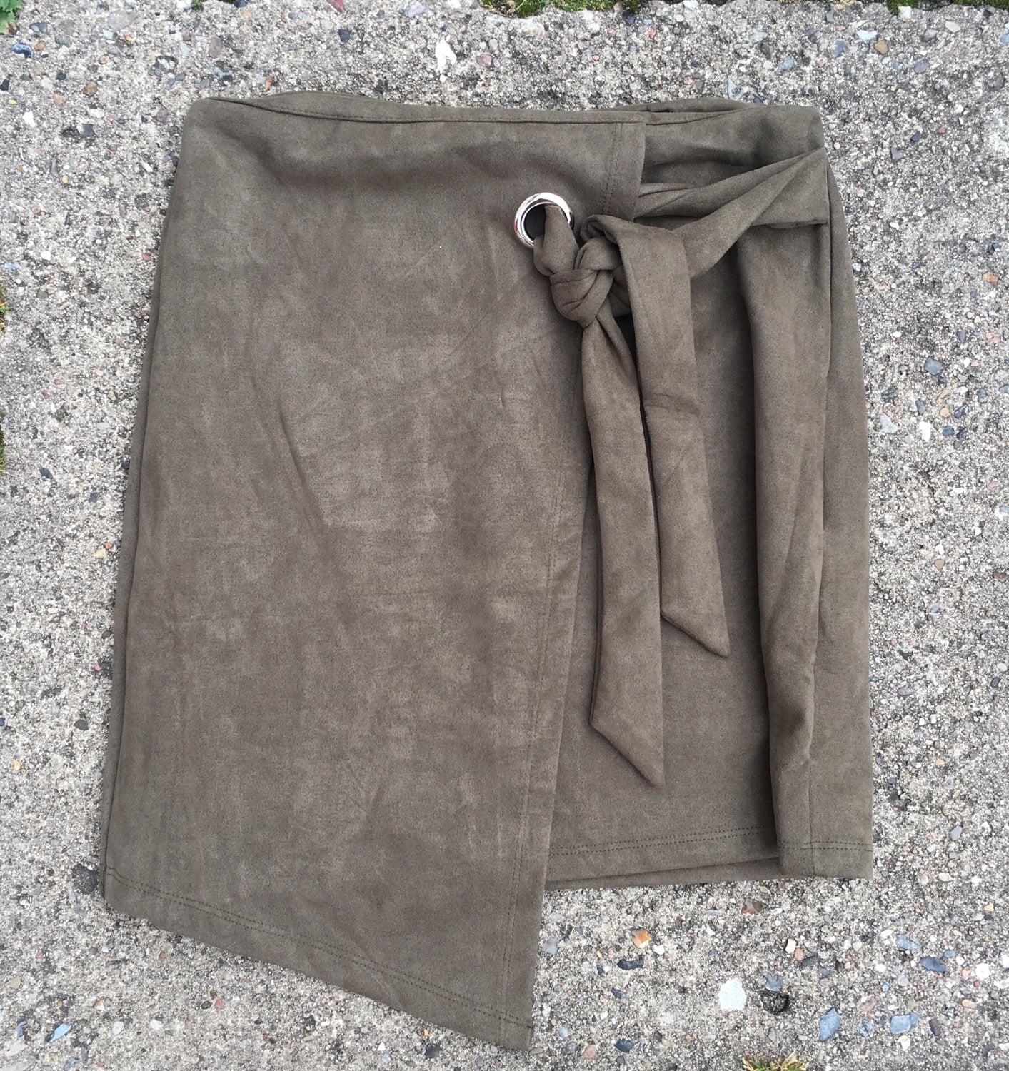 Army Suede nederdel asymmetrisk