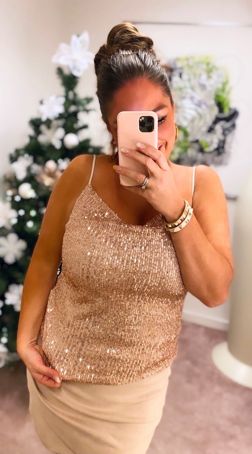 Paliet top i rosegold 1256