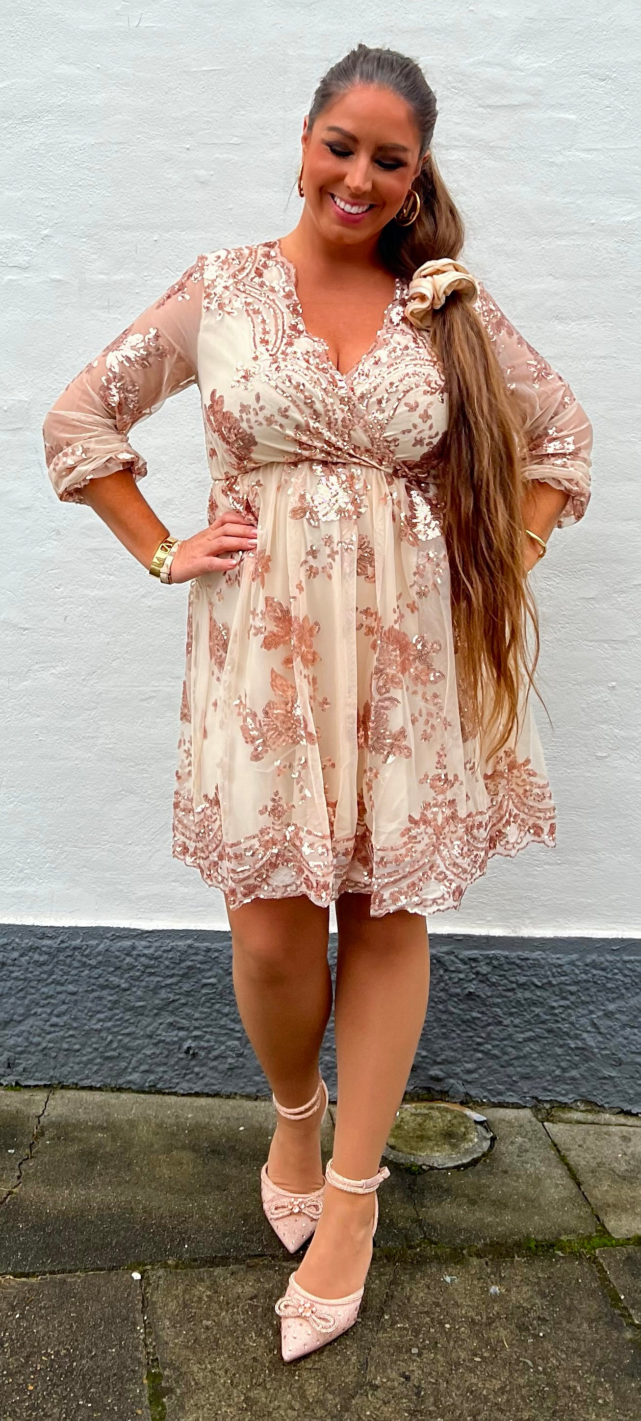 Babydoll kjole i nude