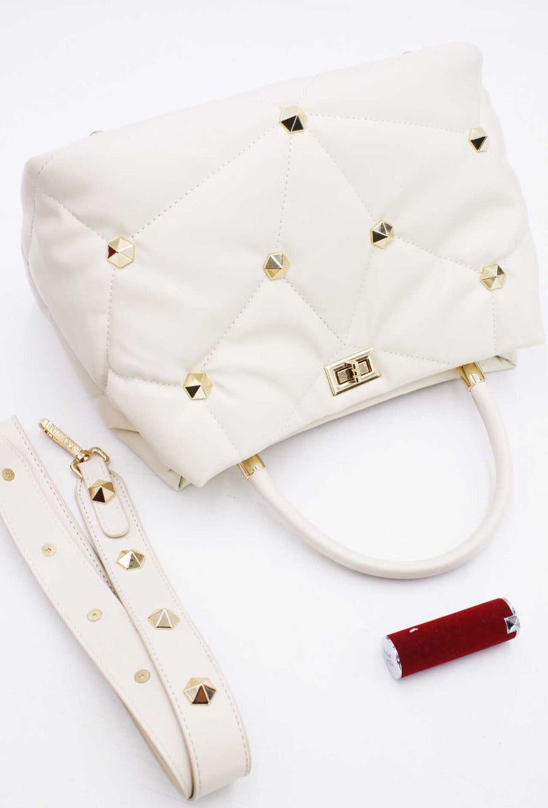 Palentino beige taske med nitter - medium