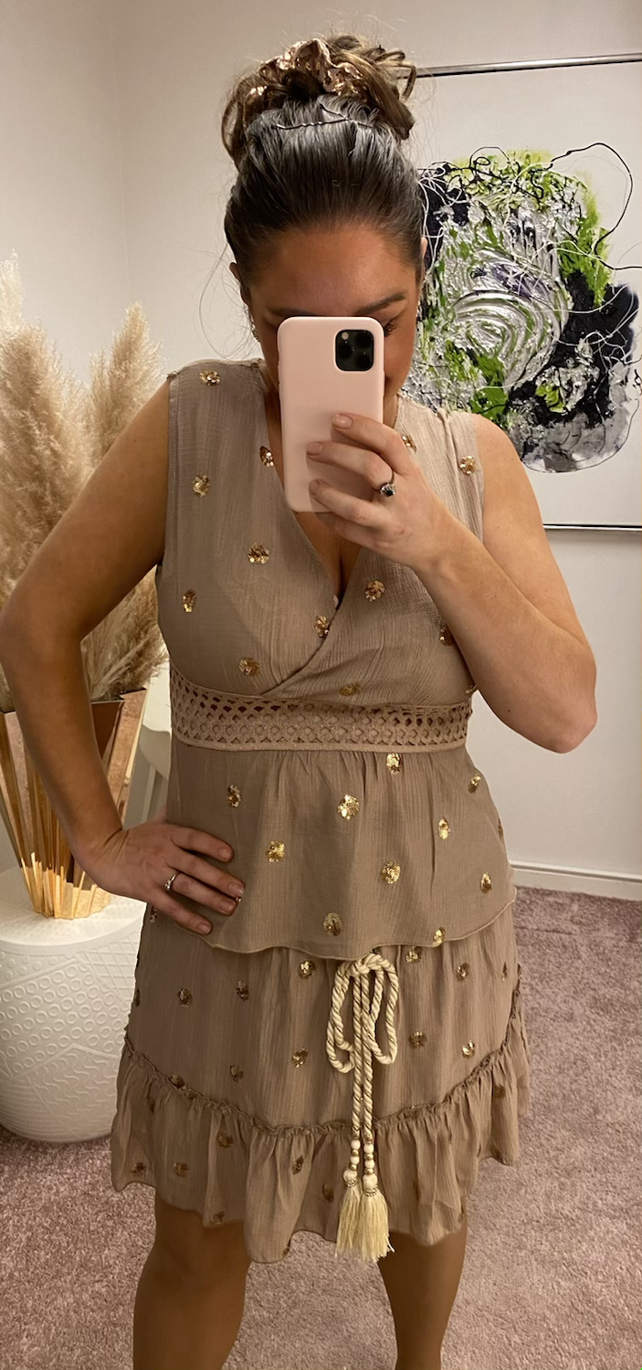 Shiny gold top - taupe