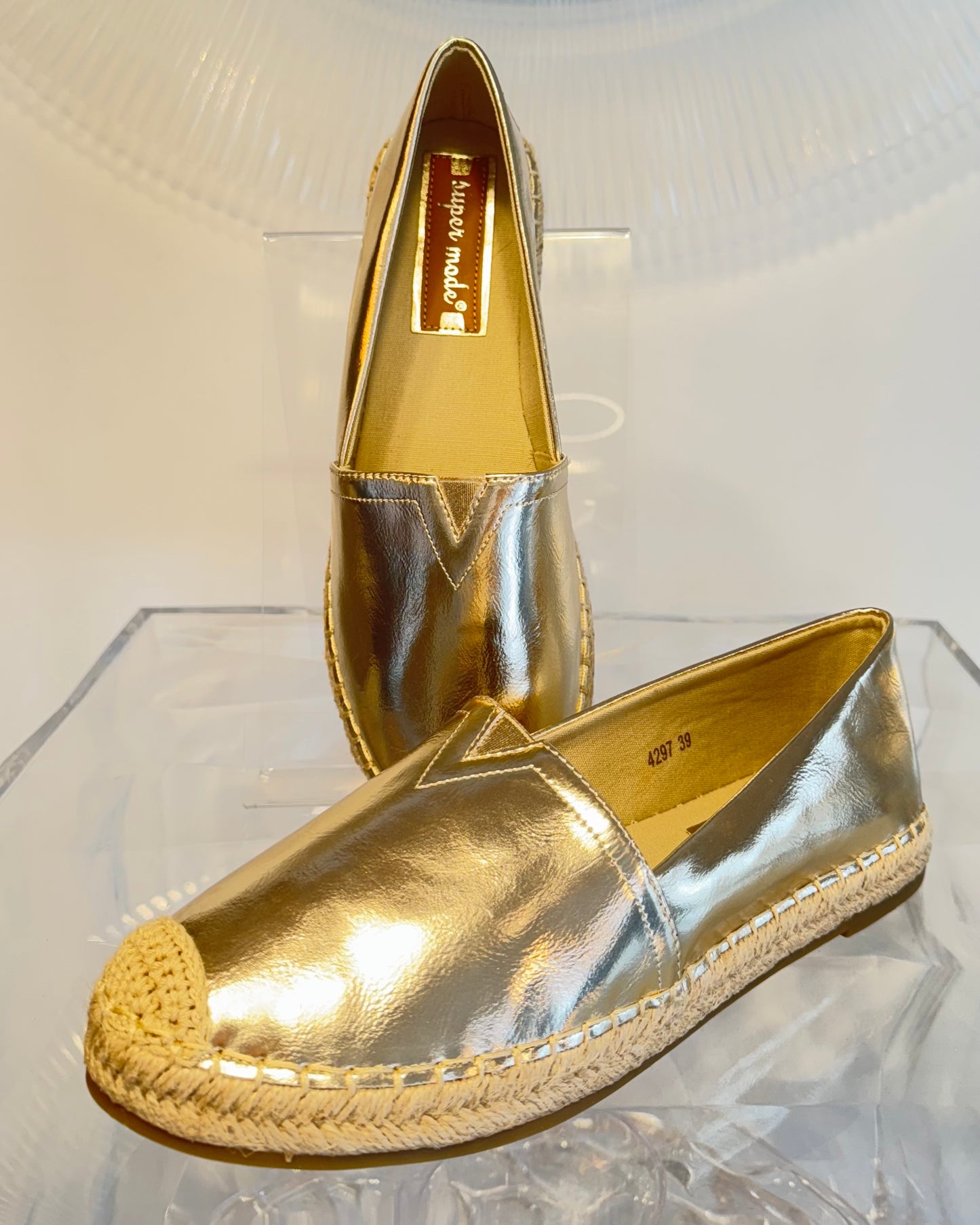 Espadrillers i guld
