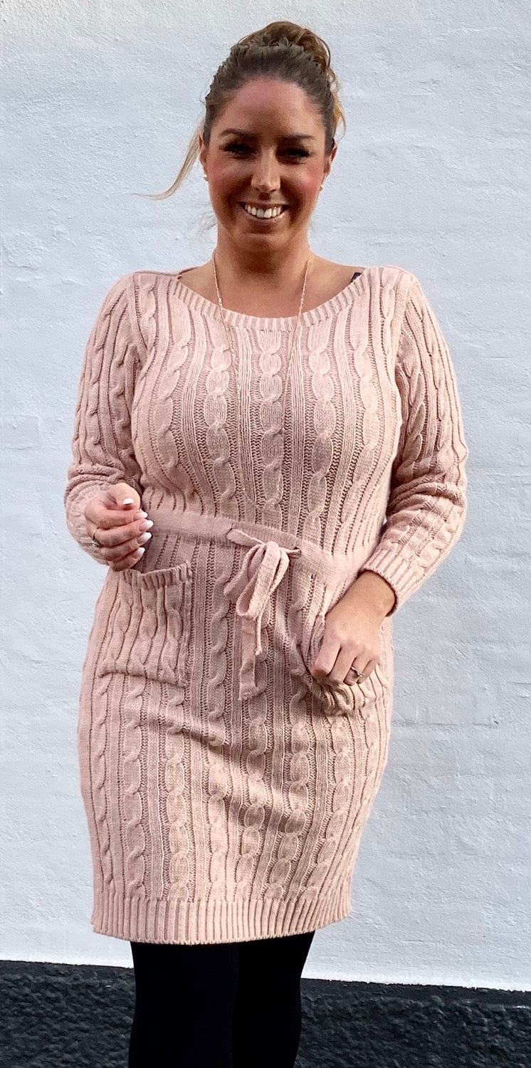 Cable strik kjole - rosa - Staun Denmark - Til hverdag og fest