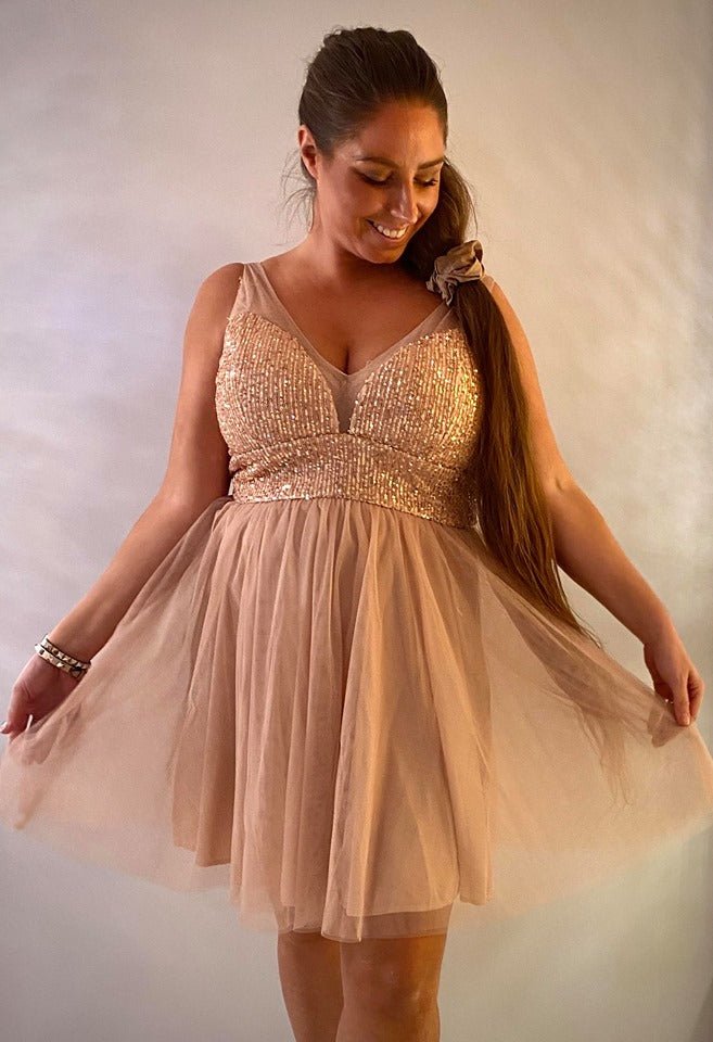 Divaz kjole med kort tyl - rosegold - Staun Denmark - Til hverdag og fest
