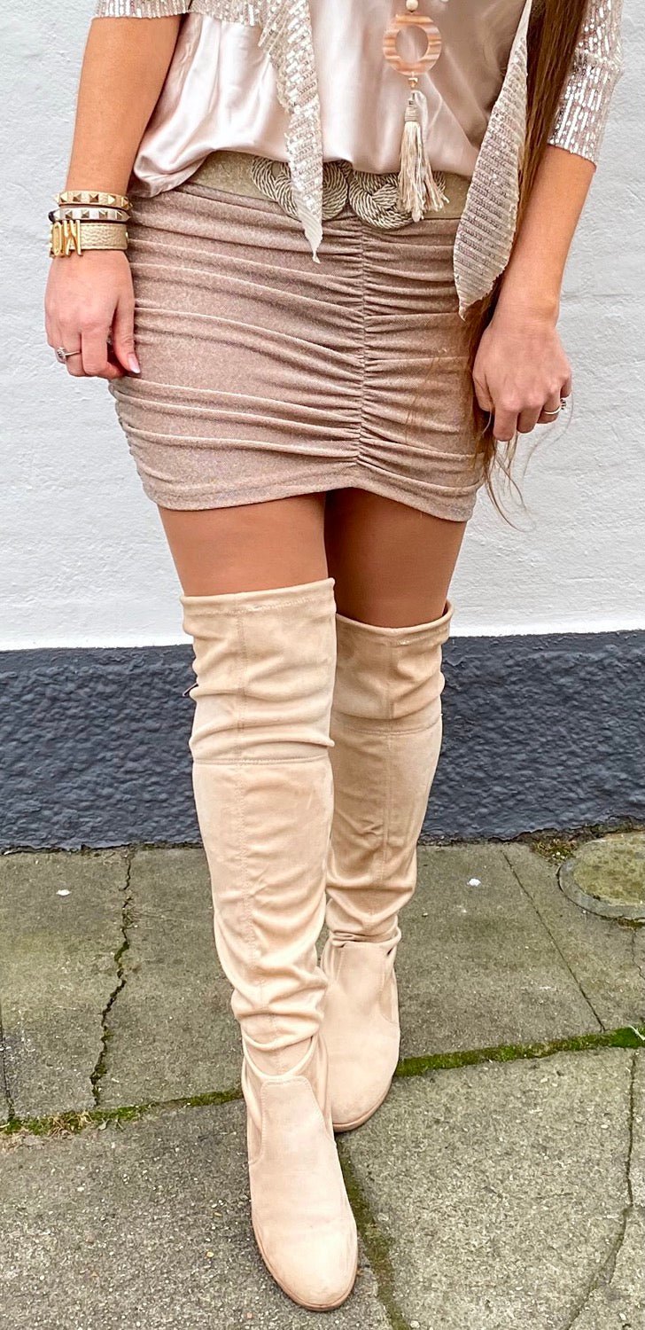 Glitter shiny nederdel beige - Staun Denmark - Til hverdag og fest