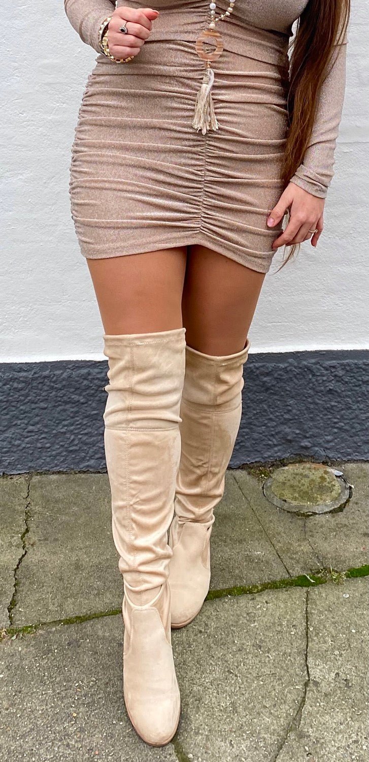 Glitter shiny nederdel beige - Staun Denmark - Til hverdag og fest