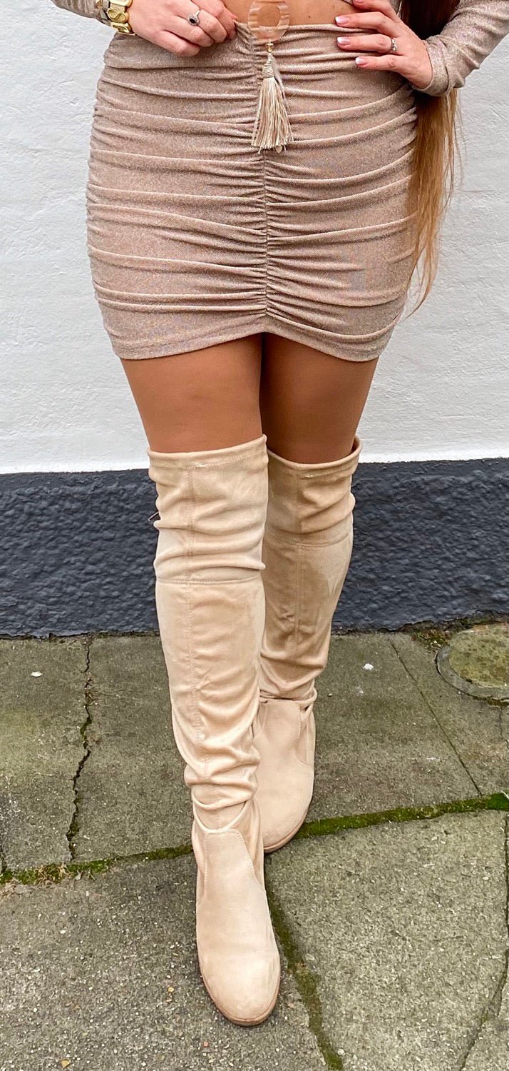 Glitter shiny nederdel beige - Staun Denmark - Til hverdag og fest