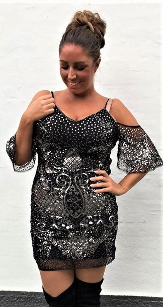 Kjole med palietter og perler - sort - Staun Denmark - Til hverdag og fest