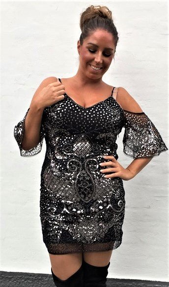 Kjole med palietter og perler - sort - Staun Denmark - Til hverdag og fest