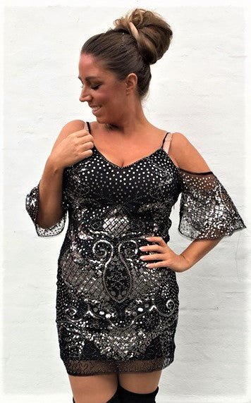 Kjole med palietter og perler - sort - Staun Denmark - Til hverdag og fest