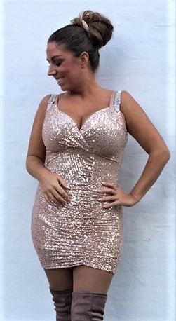 Kjole med palietter - rosegold - Staun Denmark - Til hverdag og fest