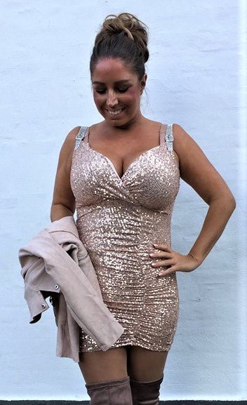 Kjole med palietter - rosegold - Staun Denmark - Til hverdag og fest