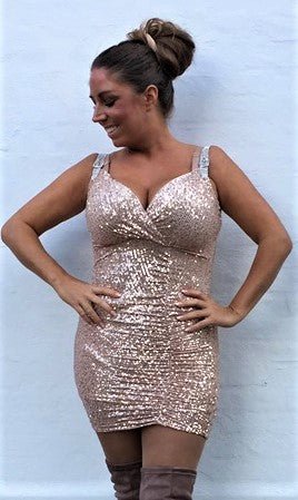 Kjole med palietter - rosegold - Staun Denmark - Til hverdag og fest
