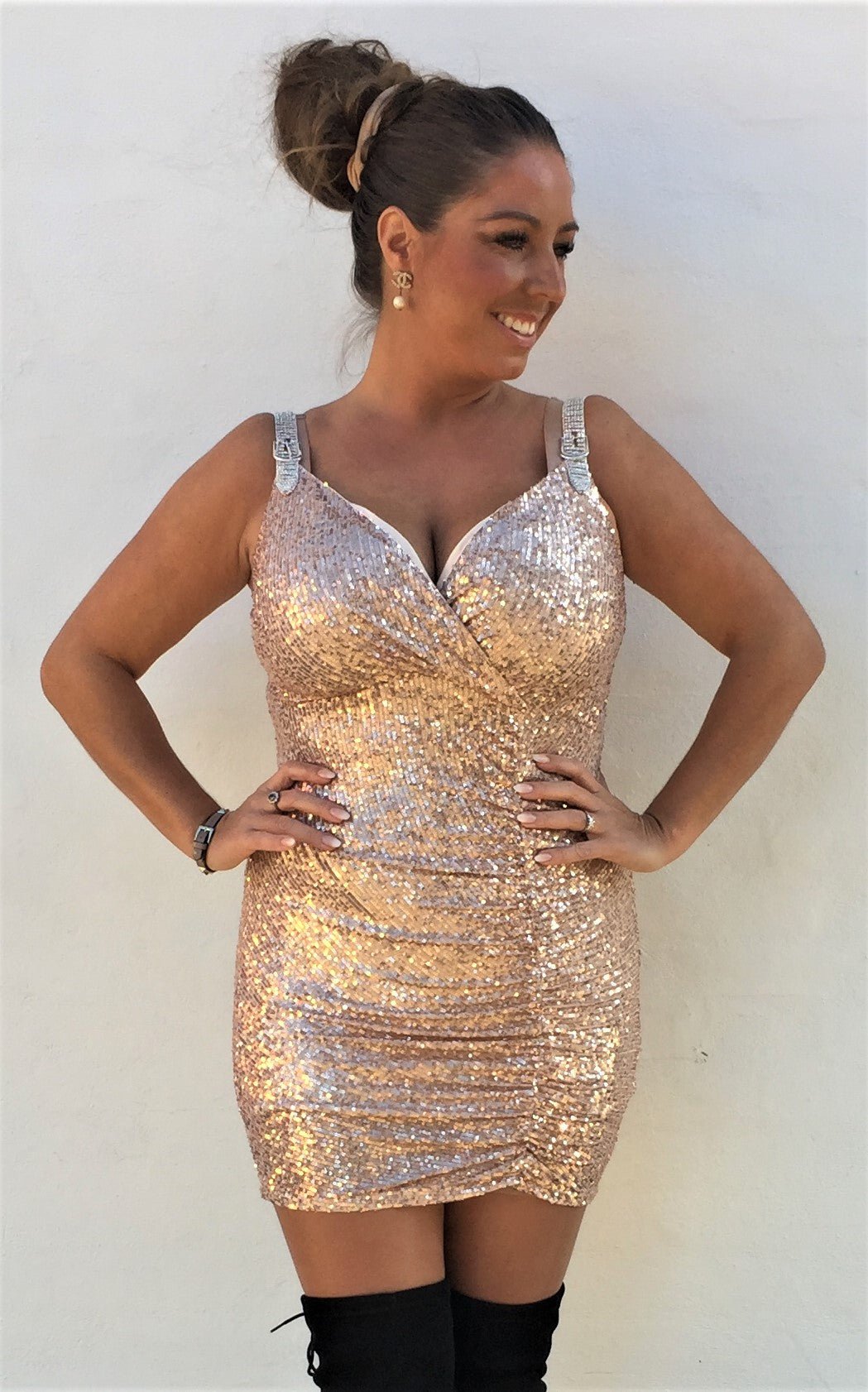 Kjole med palietter - rosegold - Staun Denmark - Til hverdag og fest
