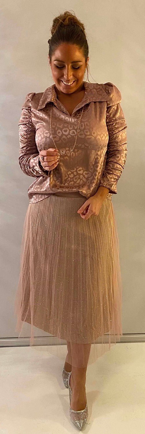 Silkelook leo skjorte/bluse - rosa - Staun Denmark - Til hverdag og fest