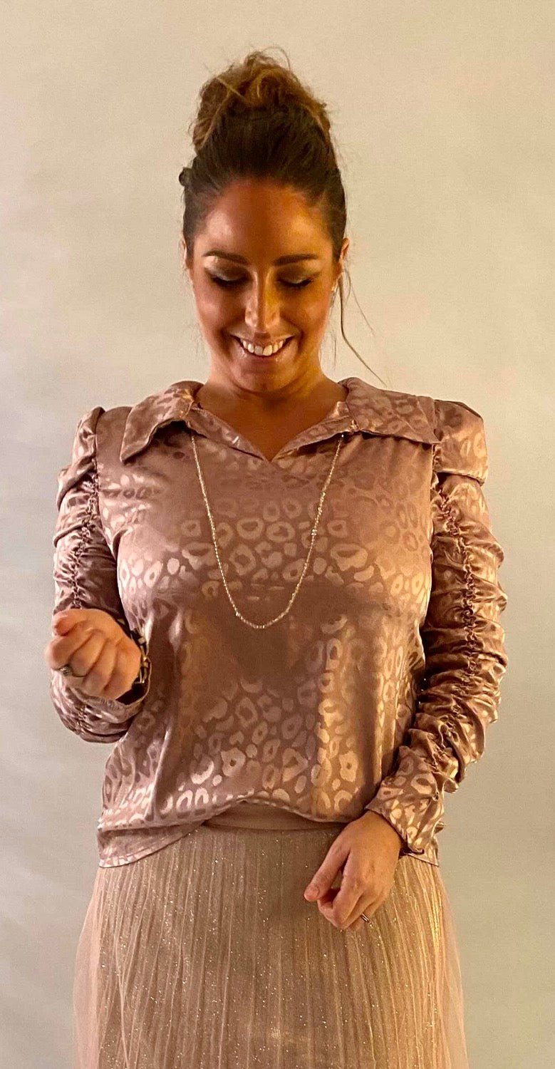 Silkelook leo skjorte/bluse - rosa - Staun Denmark - Til hverdag og fest