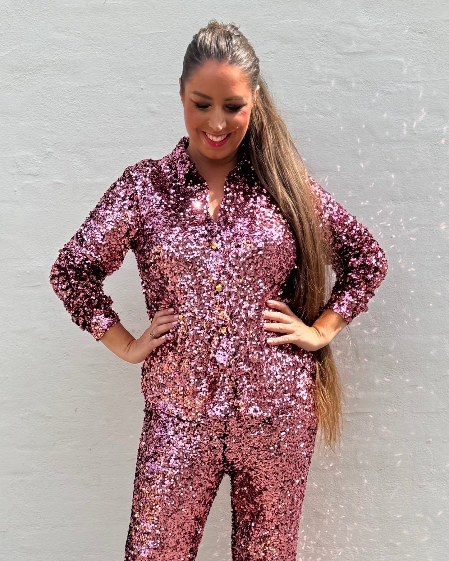 Staun Glitter skjorte i rosa pink - Staun Denmark - Til hverdag og fest