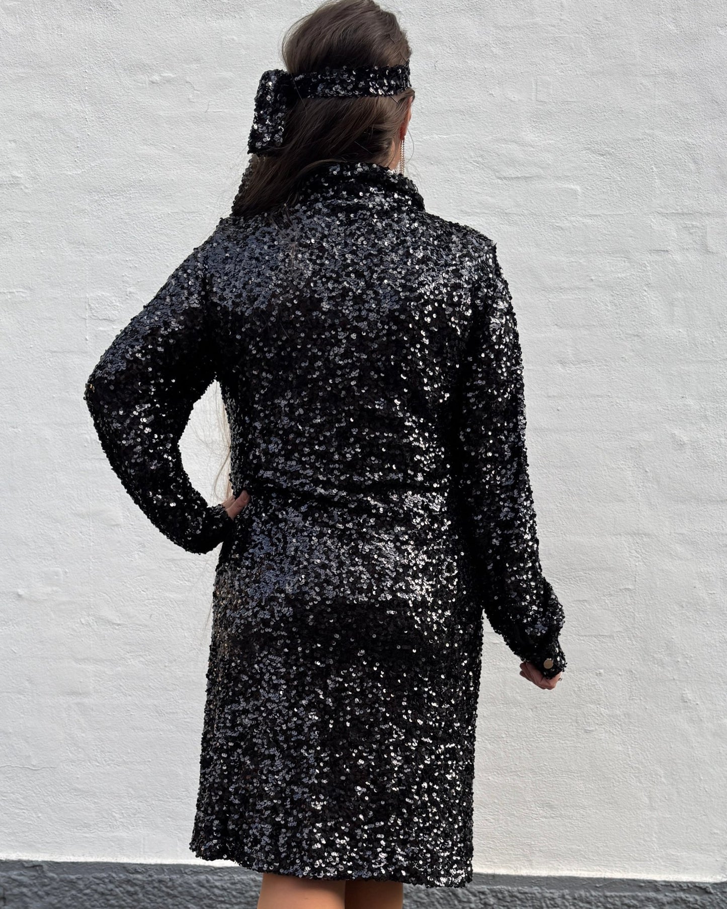 Staun kimono kjole i sort glitter - Staun Denmark - Til hverdag og fest