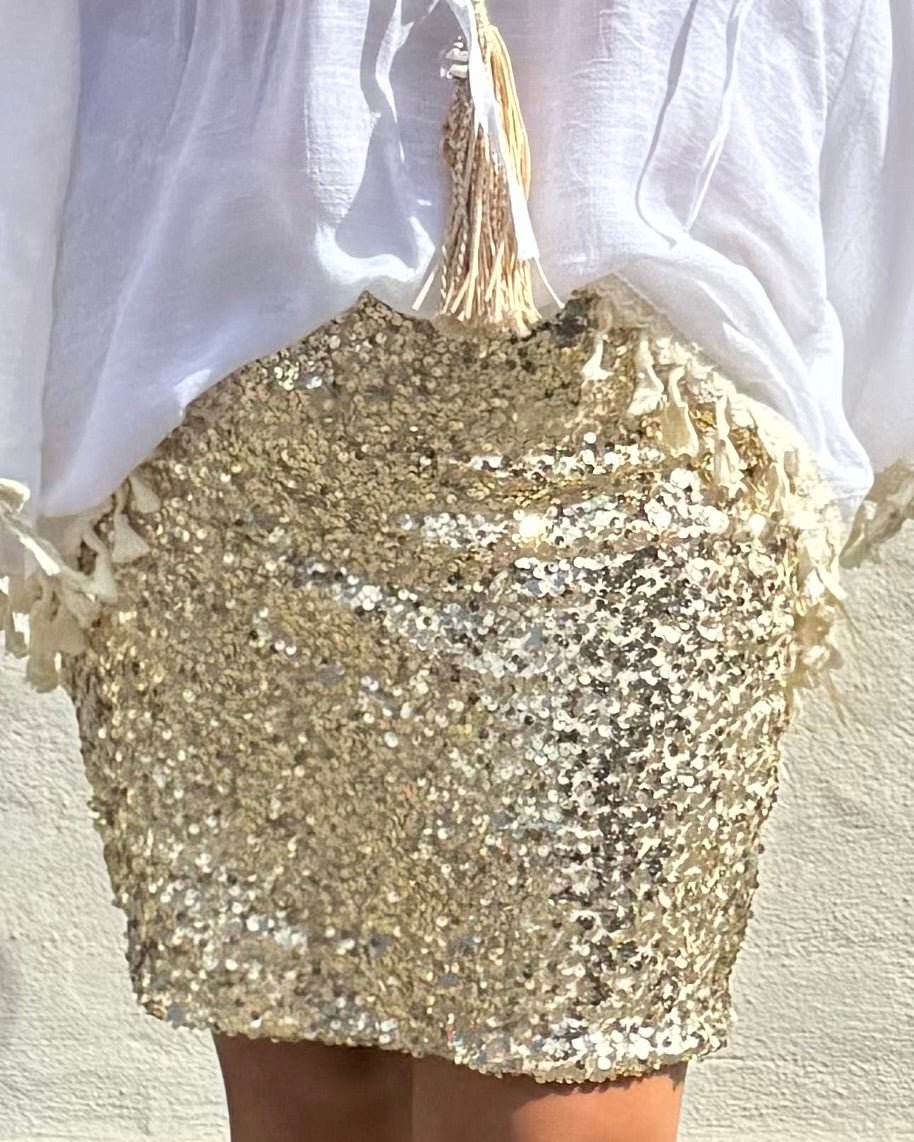 Staun Nederdel i funklende guld (36 - 44) - Staun Denmark - Til hverdag og fest