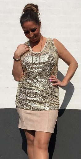Top m. palietter - beige - Staun Denmark - Til hverdag og fest