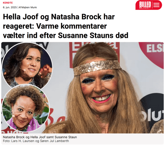 Hella Joof og Natasha Brock har reageret: Varme kommentarer vælter ind efter Susanne Stauns død - Staun Denmark - Til hverdag og fest