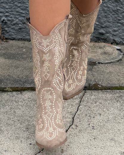 Cowboy støvler med glitter i taupe fra Staun Denmark