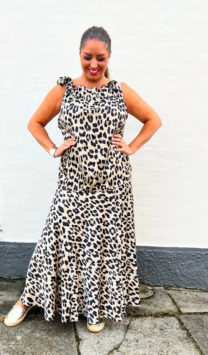 Leopard nederdel i beige fra Divaz.dk