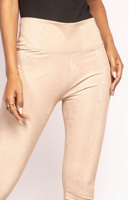 Leggings med snake print i beige