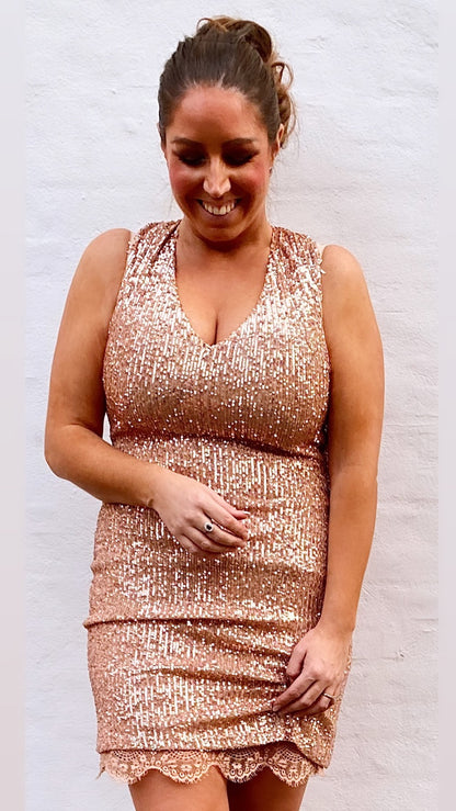 Divaz paliet kjole i rosegold