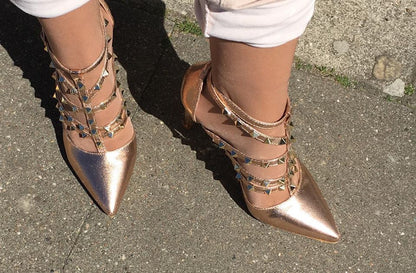 Stiletter med nitter - rosegold