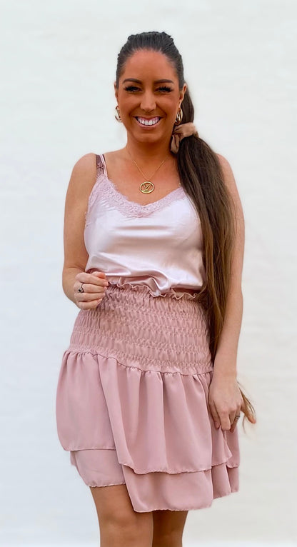 Silky top med blonde - rosa