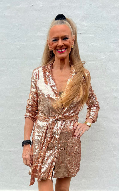 Blazer kjolle i palietter - rosegold